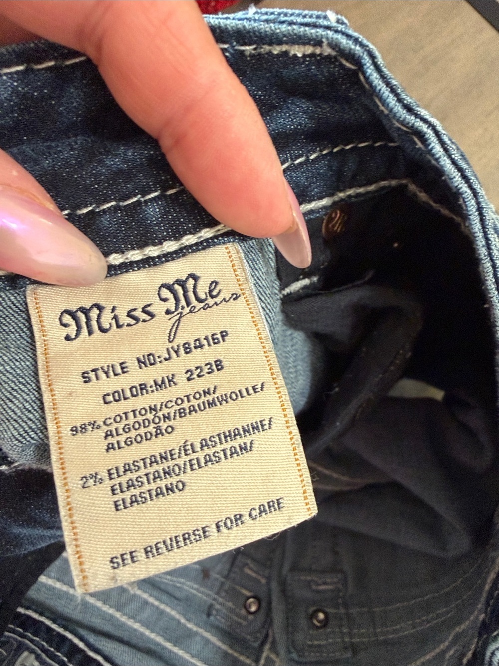 Vintage Y2K Miss Me Embellished Dark Blue Denim Daisy dukes Cuffed Shorts - Picture 6 of 7